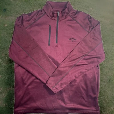 Callaway Golf Pullover Jacket Men L Maroon Mock Neck Quarter Zip Performance EUC - Image 1 of 4