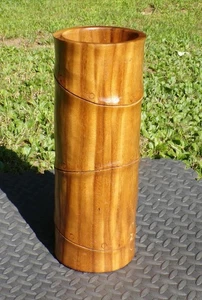 Vintage Japanese Bamboo Flower Vase Wood Floor Vase Umbrella Stand - Picture 1 of 10