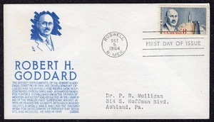 1964 Dr. Robert Goddard Airmail (Scott C69) - Dark Blue Anderson FDC TD396 - Picture 1 of 1