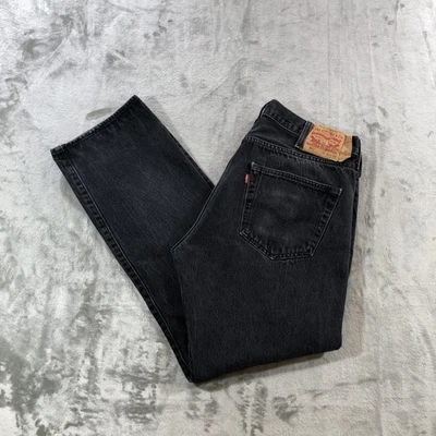 Pantalones de mezclilla Levis 501 de colección para hombre 38x29 negros botones mosca pierna recta lengüeta roja Foto 1 de 4