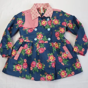 Matilda Jane Floral Polka dot Stripes Blue Pink Jacket Girls Size 4  - Picture 1 of 10