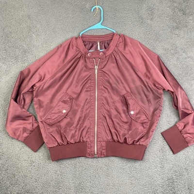 Chaqueta Free People Mujer Grande Satén Bombardero Bolsillos con Cremallera Ligera Retro Foto 1 de 4