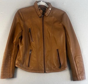 Bernardo Moto City Genuine Leather Jacket In Clay Brown - Picture 1 of 10