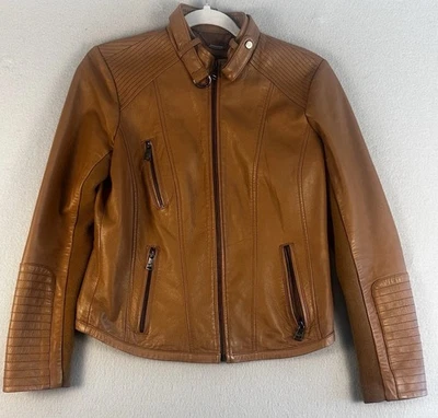 Bernardo Moto City Genuine Leather Jacket In Clay Brown - Image 1 of 4