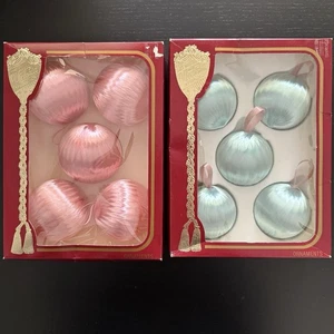Victoria Collection Vintage Satin Sheen Ornaments 2 Boxes of 5 Each Blue & Pink - Picture 1 of 4