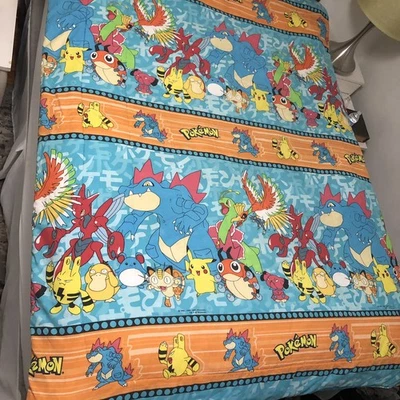 Vintage 1998 Pokemon Bed Comforter Blanket Nintendo Rare Video Game Twin Size - Image 1 of 4