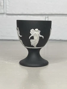 VTG Wedgwood Jasperware Dancing Hours Egg Cup Black Basalt White Relief *Rare* - Picture 1 of 9