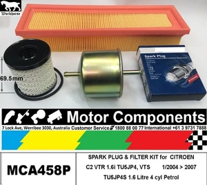 SPARK PLUG & FILTER KIT for CITROEN C2 1.6i TU5JP4 TU5JP4S 1.6L Petrol 9/03>5/10 - Picture 1 of 3