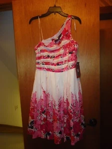 JS Collections Flowered One Shoulder Dress 10 NWT $134 - Picture 1 of 4