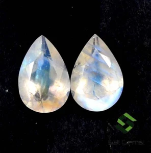 Natural Rainbow Moonstones Pear Cut Pair 10x7 mm 3.18 CTS Loose Certified Gems - Picture 1 of 8