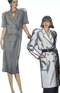 1980s Double Breasted Batwing Dress Extended Shoulder Style 4960 Sewing Pattern - Picture 1 of 3