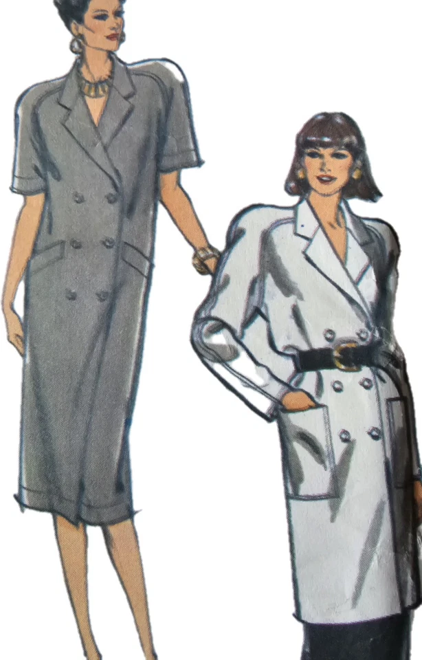 1980s Double Breasted Batwing Dress Extended Shoulder Style 4960 Sewing Pattern - Image 1 of 3