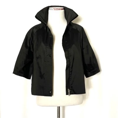 Samuel Dong Evening Jacket SMALL Black Snap Zip Pockets 1/2 Sleeve - Image 1 of 4