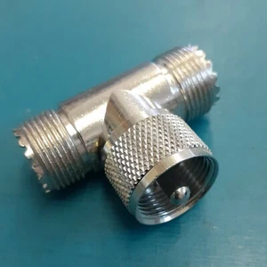 SO239/Pl259 T-piece Connector 2 X Female 1 X Male - Picture 1 of 1