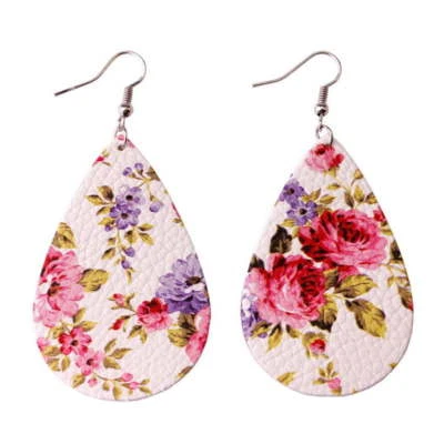 Новый цветок розы печати капли кожи подвеской серьги женщин 2023 Spring ювелирных изделий - Изображение 1 из 4