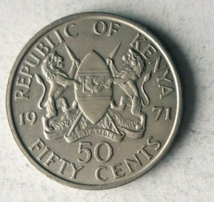 1971 KENYA 50 CENTS - High Quality Coin - FREE SHIP - Kenya Bin #1 - Picture 1 of 2