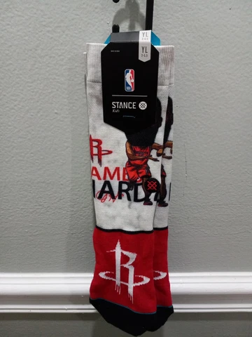 NBA HOUSTON ROCKETS JAMES HARDEN YOUTH KIDS SOCKS SIZE Y L ( 2 - 5.5 ) NEW TAGS Cover