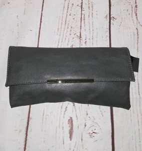 NWT Mossimo Gray Pebbled Faux Leather Silver Accent Clutch Purse  - Picture 1 of 4