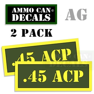 45 ACP Ammo Can Box Decal Sticker bullet ARMY Gun safety Hunting 2 pack AG - Picture 1 of 1