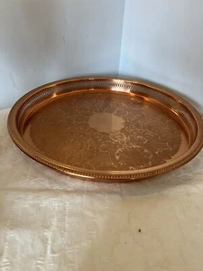 Vintage Copper Craft Guild Solid Copper Pierces 18'' Round Copper Tray - Picture 1 of 8