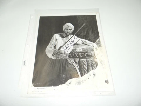 John Phillip Law w/sword VINTAGE Photo Golden Voyage Of Sinbad Signed Damaged Cover