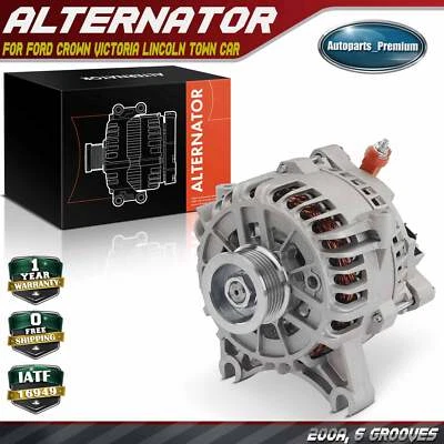 Alternator for Ford Crown Victoria Lincoln Town Car 200A 12V CW 6-Groove Pulley - Image 1 of 4