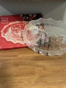 Mikasa Winter Wonderland Hostess Crystal Glass Platter Christmas W Original Box - Picture 1 of 9