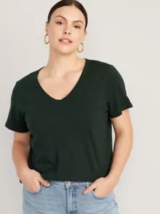 OLD NAVY EveryWear V-Neck Cotton Slub-Knit T-Shirt--Dark Green-Size XXL - Picture 1 of 6