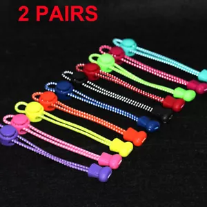 Reflective No Tie Elastic Lock Lace Lock Shoe Laces Shoelaces Runner Kids Adults - Picture 1 of 33