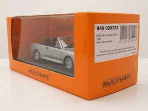 BMW M3 E30 1988 Cabriolet Silver Maxichamps 940020332 1:43 Minichamps Argent LHD - Picture 1 of 8