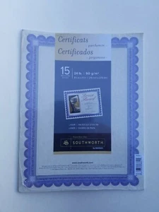  Southworth® Foil-Enhanced Parchment Certificate, Ivory w/Blue/Sil 083514886414 - Imagen 1 de 1