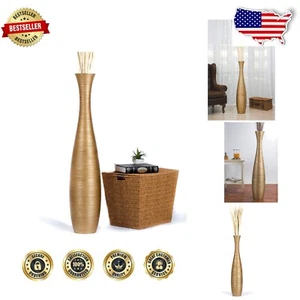 Sophisticated 43-Inch Freestanding Wood Vase - Ideal for Elegant Home Decor - Picture 1 of 11