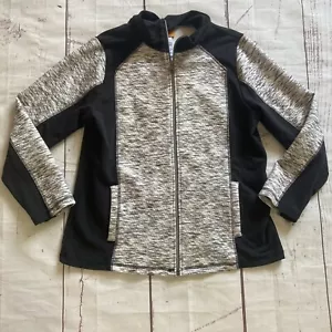 Ruby Road L Large Black Gray Space Dye Long Sleeve Zip Up Jacket Stretch Pockets - Picture 1 of 5