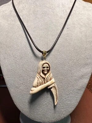 Angel of Death Santa Muerte 死神吊坠项链墨西哥鹿角 (H) — 第 1/4 张图片