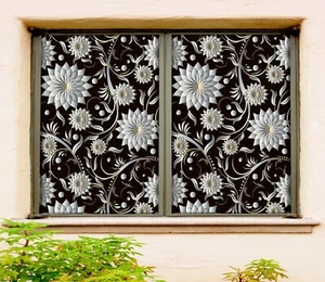 3D White Flower ZHU922 Window Film Print Sticker Cling Stained Glass UV Zoe - Picture 1 of 11