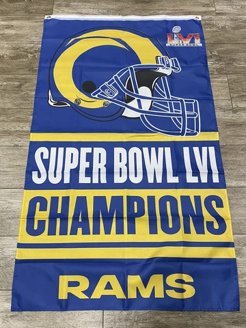 3 x 5 flag Los Angeles Rams Super Bowl LVI 56 Champions  2021 LA OBJ KUPP MVP Cover