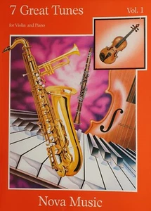 7 Great Tunes for Violin and Piano Music Book - The Entertainer Ave Maria__ - Picture 1 of 4
