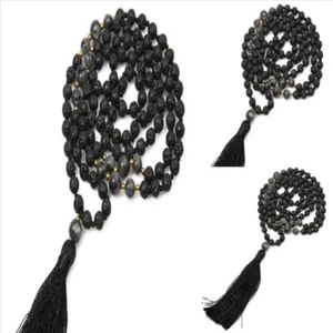 6mm Natural black volcanic Necklace 108 Buddha Beads Bracelet Men's mala - Bild 1 von 5