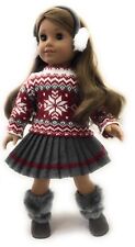Snowflake Sweater, Gray Skirt, & Earmuffs for 18" American Girl Doll Clothes