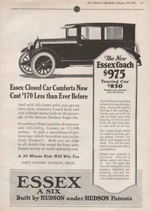 Anuncio impreso vintage ESSEX A-Six Coach Hudson para transporte de automóviles y automóviles 1924 - Imagen 1 de 1