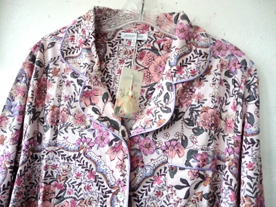 Johnny Was Woman's M Sleep shirt soft floral pima cotton modal notch collar NWT - Image 1 of 4