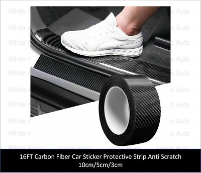 16FT Tape Carbon Fiber Car Sticker Protector Strip Door Anti Scratch 5D 3/5/10  - Image 1 of 4