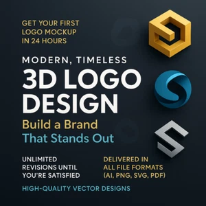 Moderno atemporal 3D Negocios Básico Servicio de Diseño de Logo BeSpoke Logo - Imagen 1 de 8