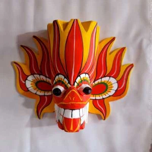 Sri Lankan Hand Carved Wood Devil Mask Wall Art Decor Sculpture 3" | Gift Item - Picture 1 of 5