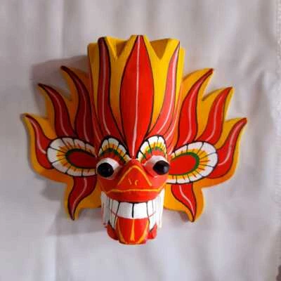 Máscara de diablo de madera tallada a mano de Sri Lanka arte de pared decoración escultura 3" | Artículo de regalo Foto 1 de 4