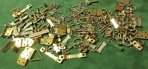 Half a pound of Brass Hardware Hangers, Hinges, Nails. Tacks etc. - Picture 1 of 2