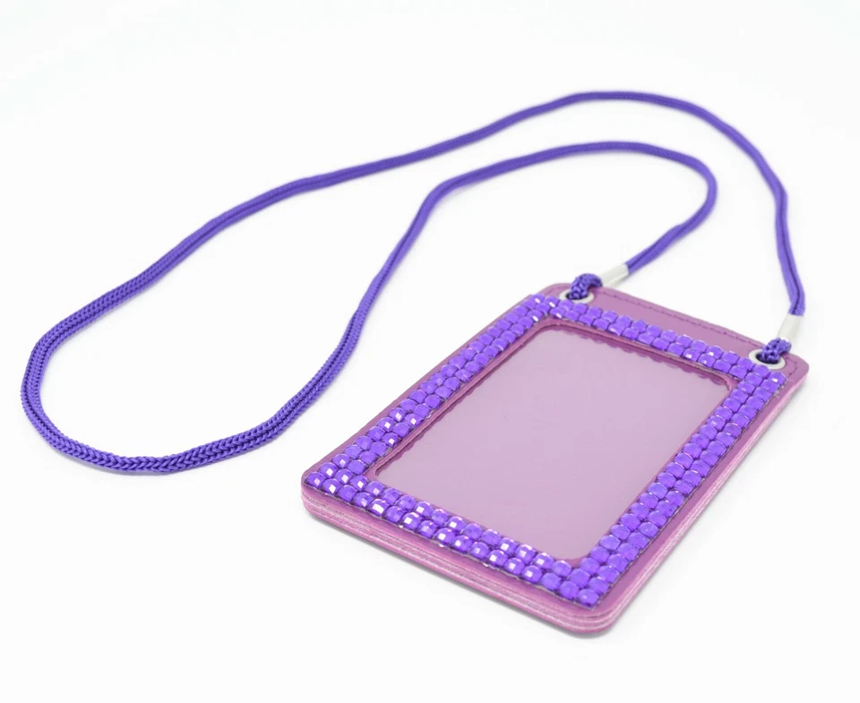 Soporte vertical para insignia de identificación con nombre de foto con cordón con estrás brillante  Foto 1 de 1