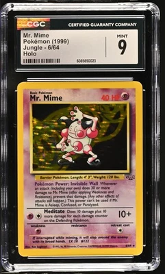 CGC 9 MINT Mr. Mime 1999 Jungle 6/64 Holo Pokemon Card - Image 1 of 2