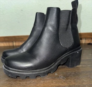 Steve Madden Boots Womens 8 M Amulet Chunky Chelsea Black Y2K Classic - Picture 1 of 7