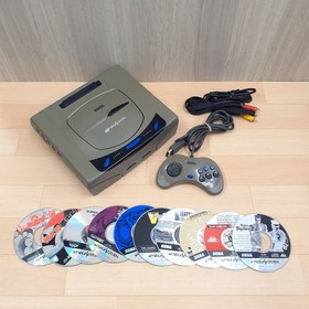 Sega Saturn Japanese Console with 10 Games, 1 Controller & Cables tested working